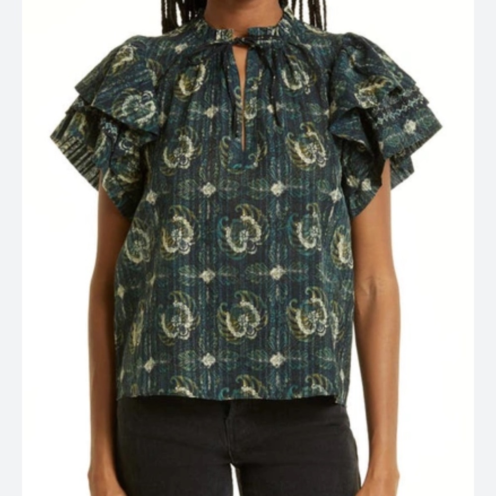 Ulla Johnson Dark Green Lilly Blouse
